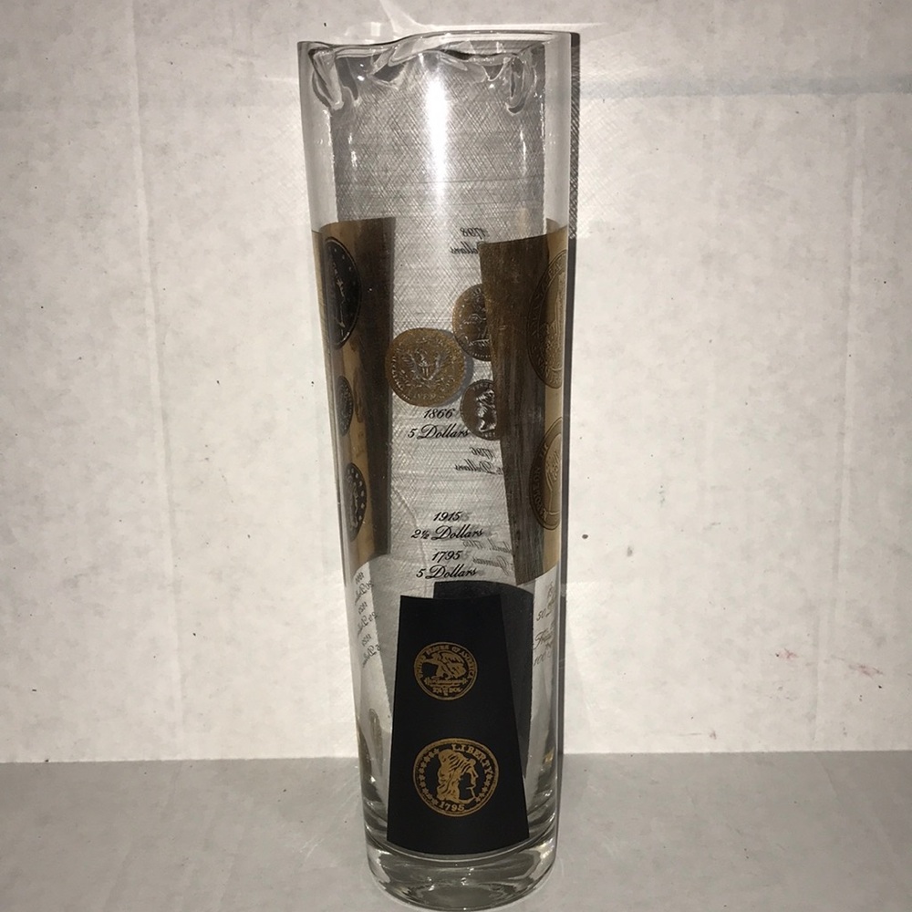 MCM Cera doble spout martini cocktail pitcher Gold Coin Design